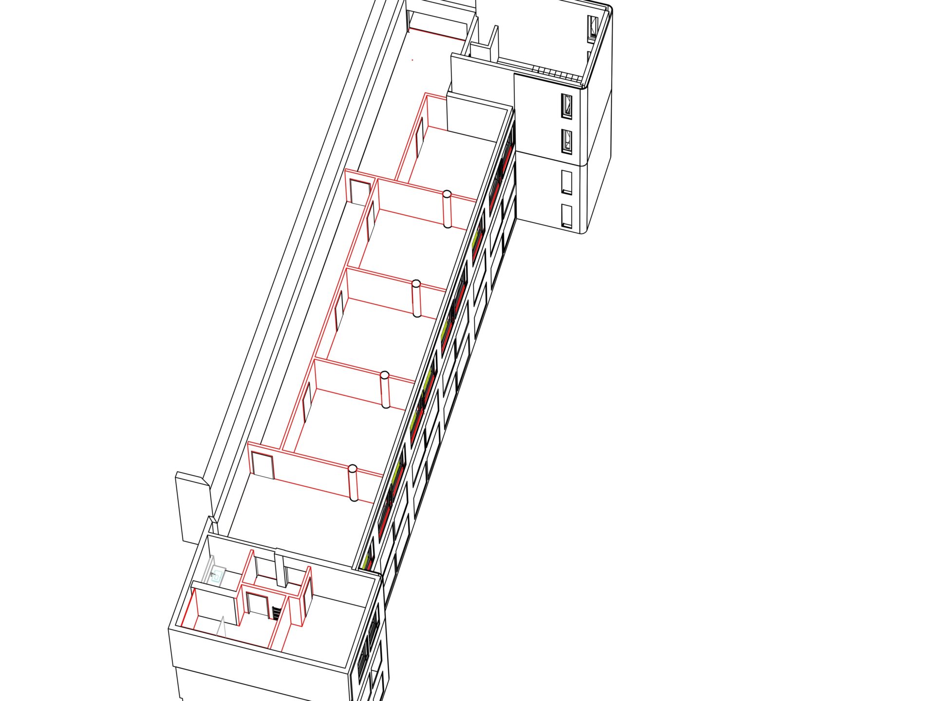 Büro wird Beherberungsstätte - 2.Obergeschoss Bestand & Neu